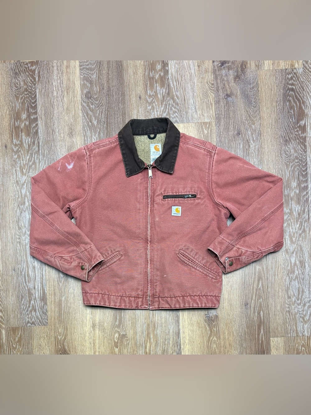 Carhartt Red Work Jacket with Black Collar